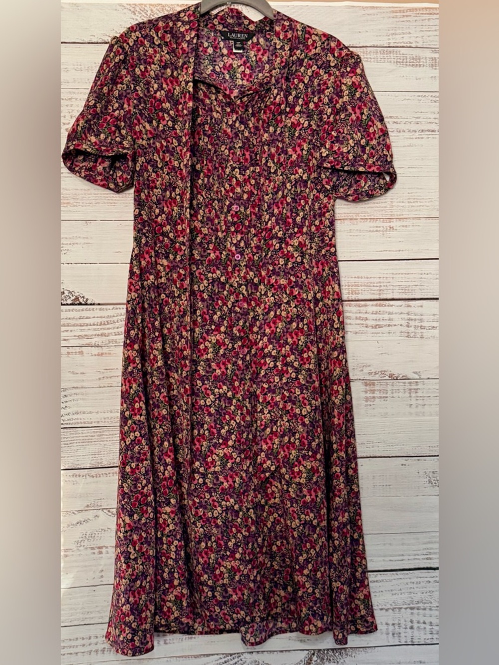 Lauren by Ralph Lauren Curve Zachari-Floral Classic Midi Shirt Dress Size 10P